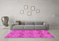 Machine Washable Abstract Pink Modern Rug, wshabs213pnk