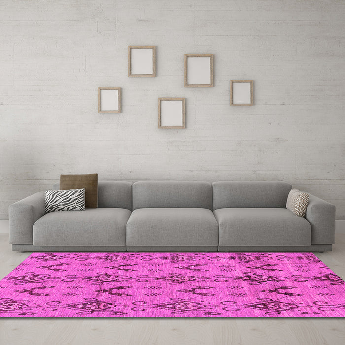 Machine Washable Abstract Pink Modern Rug in a Living Room, wshabs213pnk