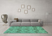 Machine Washable Abstract Turquoise Modern Area Rugs in a Living Room,, wshabs213turq