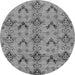 Round Machine Washable Abstract Gray Modern Rug, wshabs213gry