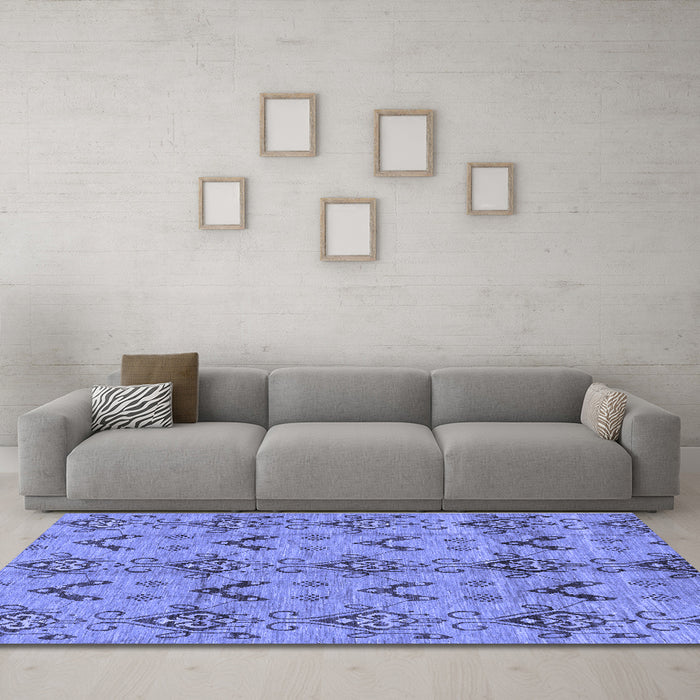 Machine Washable Abstract Blue Modern Rug in a Living Room, wshabs213blu