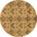 Round Machine Washable Abstract Brown Modern Rug, wshabs213brn