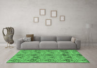 Machine Washable Abstract Emerald Green Modern Rug, wshabs213emgrn