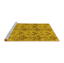 Sideview of Machine Washable Abstract Yellow Modern Rug, wshabs213yw