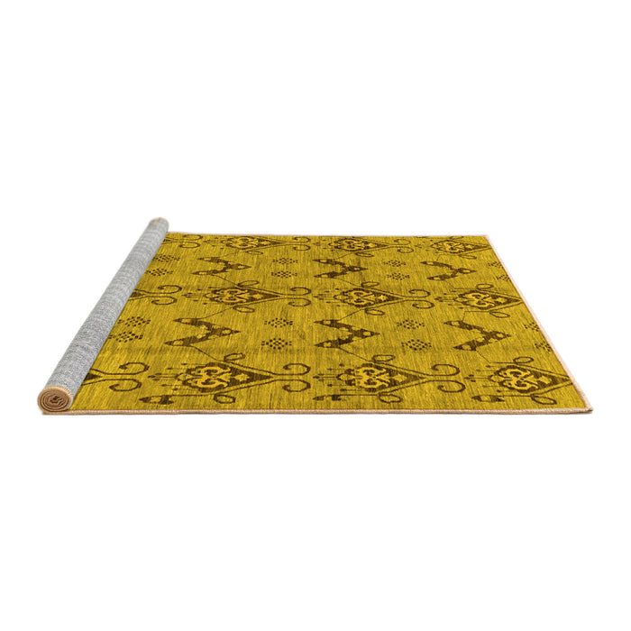 Sideview of Machine Washable Abstract Yellow Modern Rug, wshabs213yw