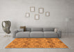 Machine Washable Abstract Orange Modern Area Rugs in a Living Room, wshabs213org