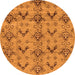 Round Machine Washable Abstract Orange Modern Area Rugs, wshabs213org