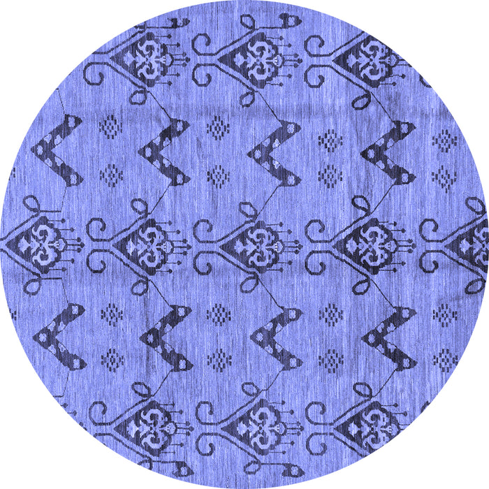 Round Abstract Blue Modern Rug, abs213blu