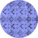 Round Abstract Blue Modern Rug, abs213blu