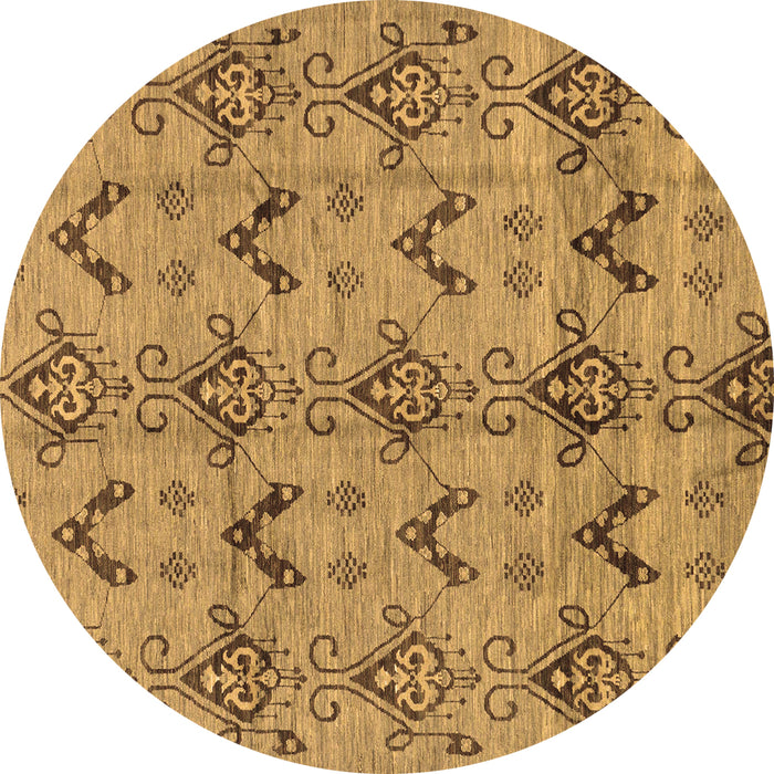 Round Abstract Brown Modern Rug, abs213brn