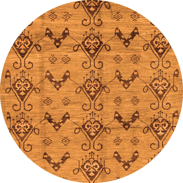 Round Abstract Orange Modern Rug, abs213org