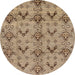 Round Machine Washable Abstract Brown Sand Brown Rug, wshabs213