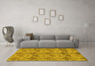 Machine Washable Abstract Yellow Modern Rug in a Living Room, wshabs213yw