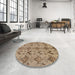 Round Machine Washable Abstract Brown Sand Brown Rug in a Office, wshabs213