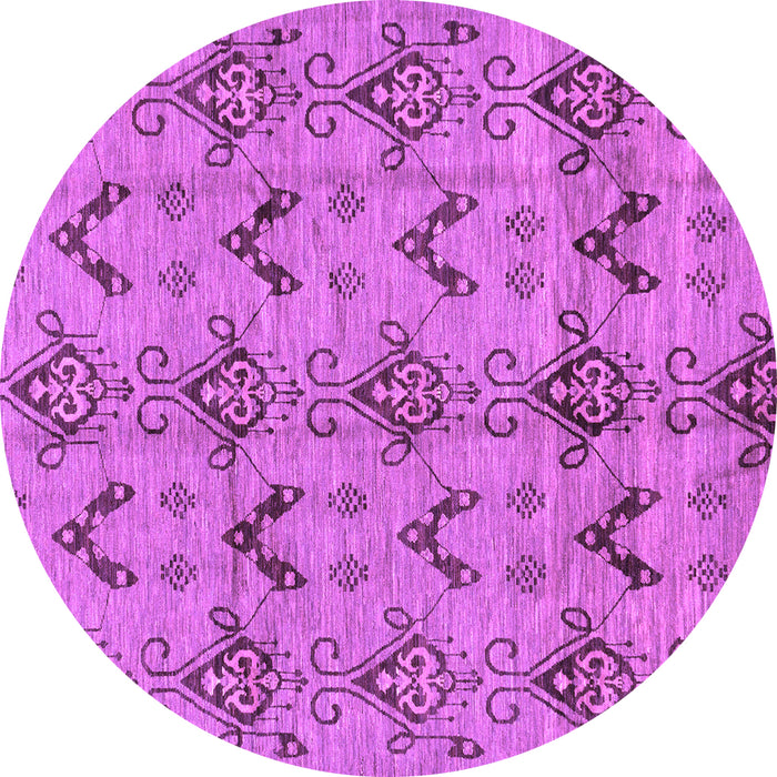 Round Machine Washable Abstract Purple Modern Area Rugs, wshabs213pur