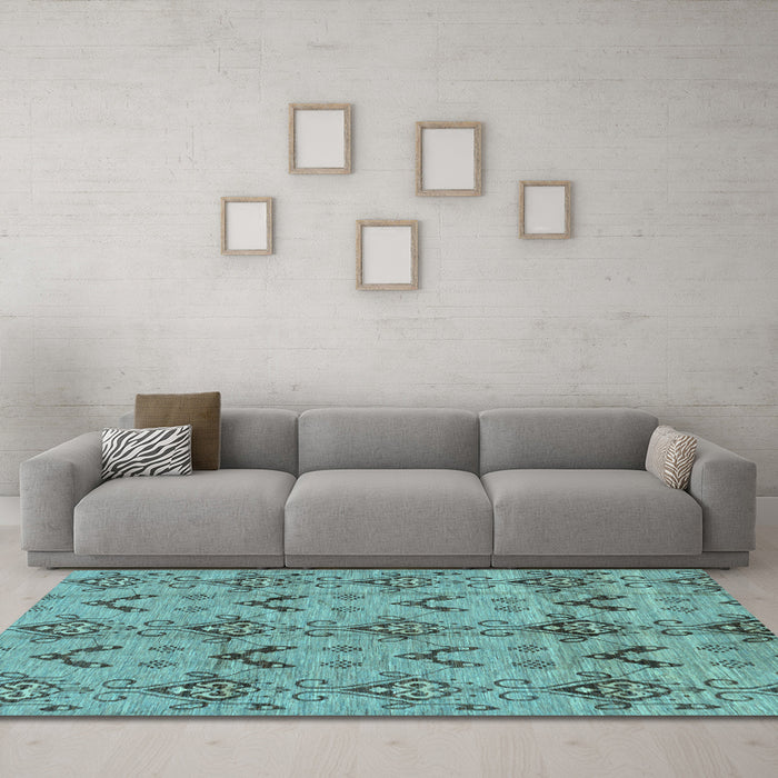 Machine Washable Abstract Light Blue Modern Rug in a Living Room, wshabs213lblu