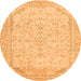 Round Machine Washable Abstract Orange Modern Area Rugs, wshabs2140org