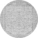 Round Machine Washable Abstract Gray Modern Rug, wshabs2140gry