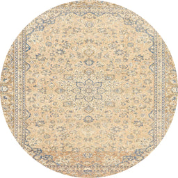 Round Abstract Khaki Gold Modern Rug, abs2140