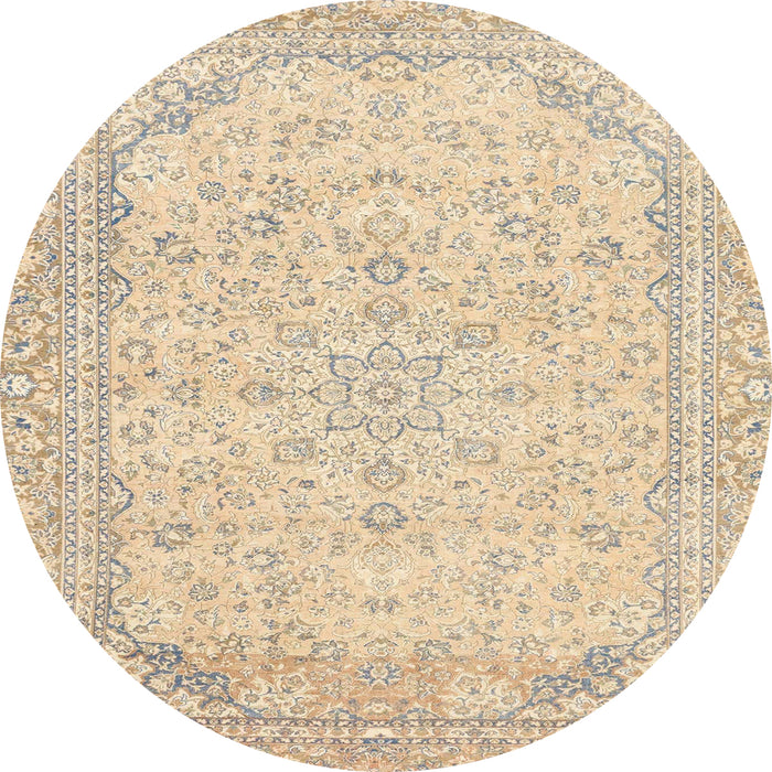Round Abstract Khaki Gold Modern Rug, abs2140