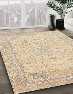 Abstract Khaki Gold Modern Rug in Family Room, abs2140