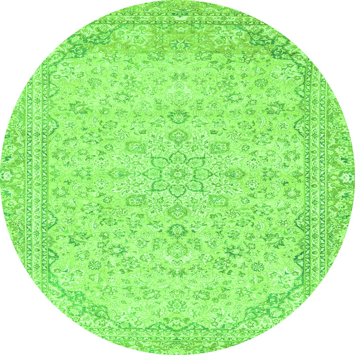 Round Machine Washable Abstract Green Modern Area Rugs, wshabs2140grn