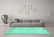 Machine Washable Abstract Turquoise Modern Area Rugs in a Living Room,, wshabs2140turq