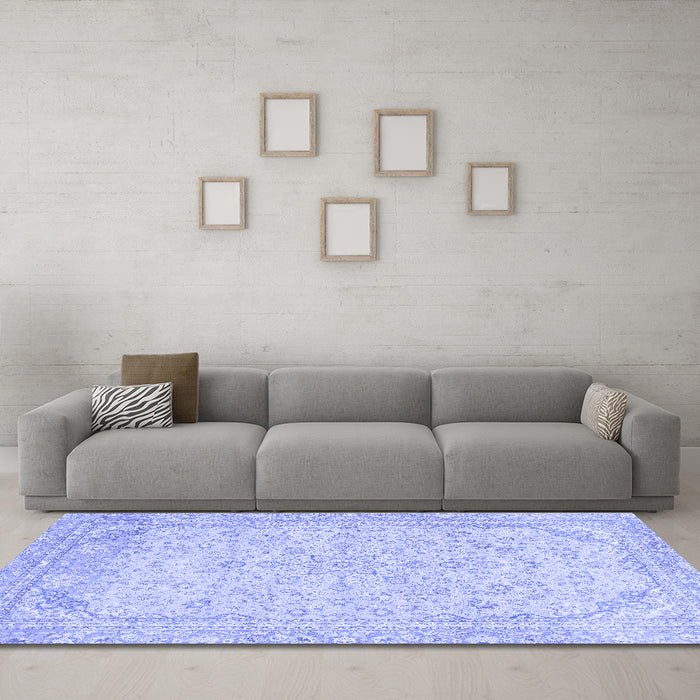 Machine Washable Abstract Blue Modern Rug in a Living Room, wshabs2140blu