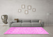 Machine Washable Abstract Pink Modern Rug in a Living Room, wshabs2140pnk