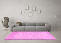 Machine Washable Abstract Pink Modern Rug, wshabs2140pnk