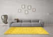 Machine Washable Abstract Yellow Modern Rug in a Living Room, wshabs2140yw