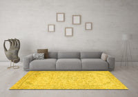 Machine Washable Abstract Yellow Modern Rug, wshabs2140yw