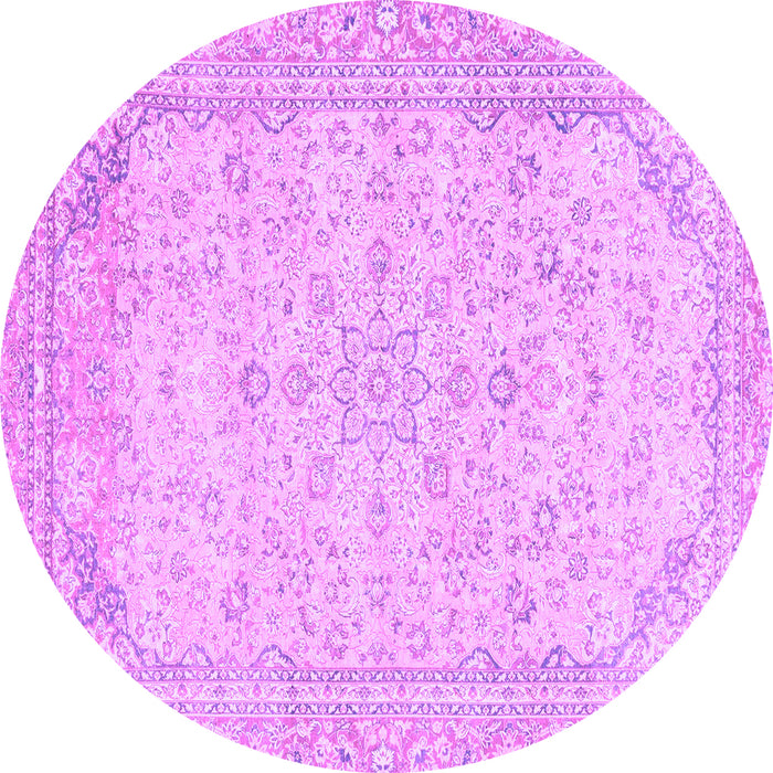 Round Machine Washable Abstract Purple Modern Area Rugs, wshabs2140pur