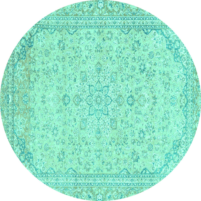 Round Abstract Turquoise Modern Rug, abs2140turq
