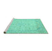 Sideview of Machine Washable Abstract Turquoise Modern Area Rugs, wshabs2140turq