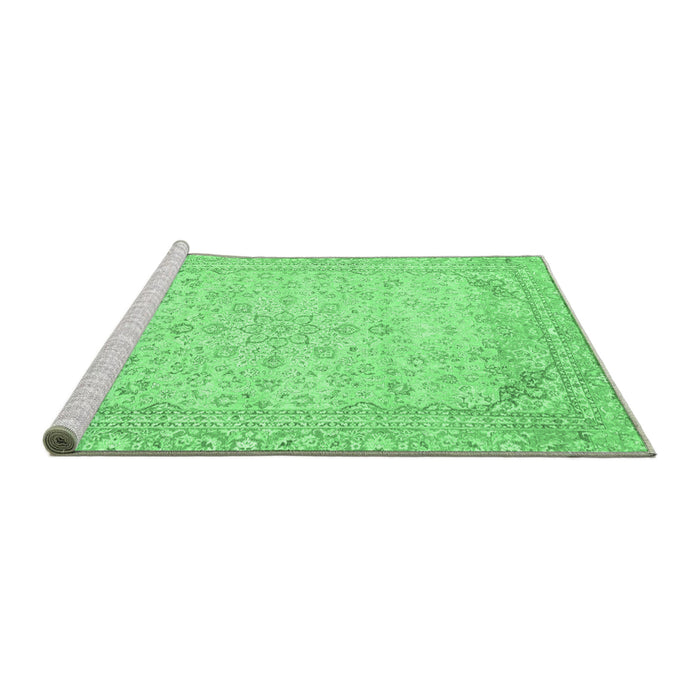 Sideview of Machine Washable Abstract Emerald Green Modern Area Rugs, wshabs2140emgrn