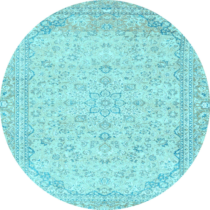 Round Machine Washable Abstract Light Blue Modern Rug, wshabs2140lblu