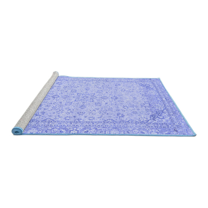 Sideview of Machine Washable Abstract Blue Modern Rug, wshabs2140blu