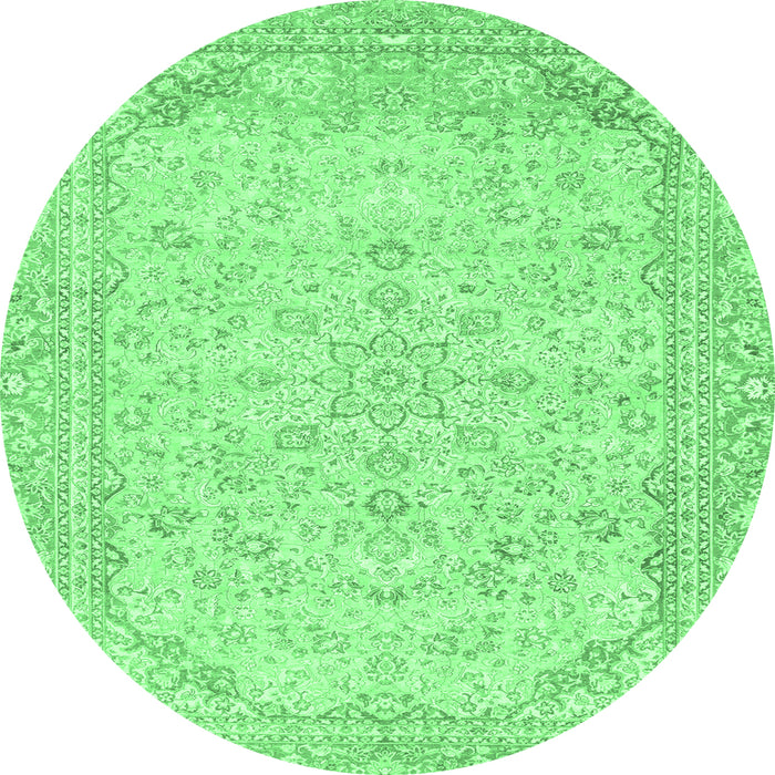 Round Abstract Emerald Green Modern Rug, abs2140emgrn