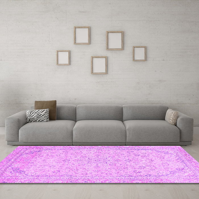 Machine Washable Abstract Purple Modern Area Rugs in a Living Room, wshabs2140pur