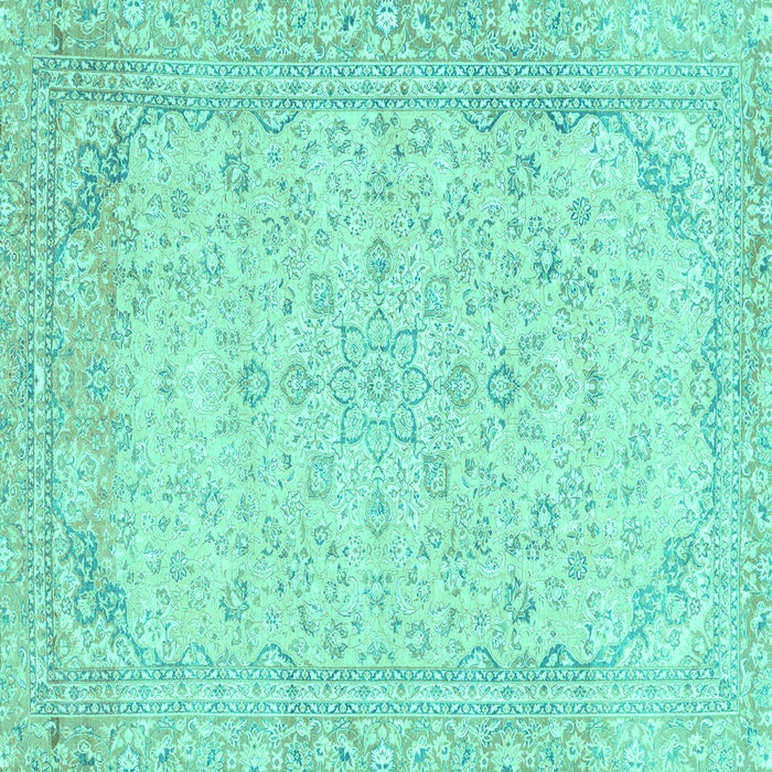 Square Machine Washable Abstract Turquoise Modern Area Rugs, wshabs2140turq