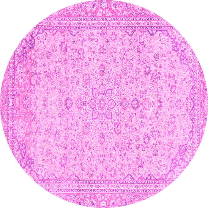 Round Machine Washable Abstract Pink Modern Rug, wshabs2140pnk