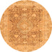 Round Machine Washable Abstract Orange Modern Area Rugs, wshabs2141org