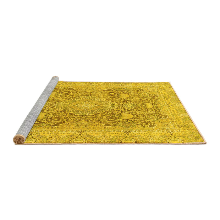 Sideview of Machine Washable Abstract Yellow Modern Rug, wshabs2141yw