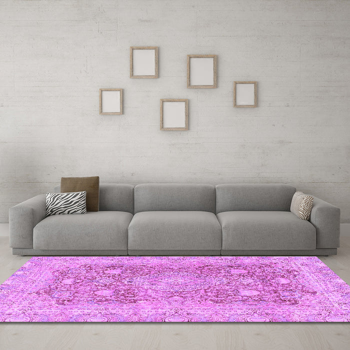 Machine Washable Abstract Purple Modern Area Rugs in a Living Room, wshabs2141pur