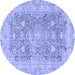 Round Machine Washable Abstract Blue Modern Rug, wshabs2141blu