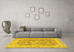 Machine Washable Abstract Yellow Modern Rug in a Living Room, wshabs2141yw