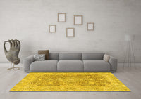 Machine Washable Abstract Yellow Modern Rug, wshabs2141yw