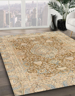 Machine Washable Abstract Orange Brown Rug in a Family Room, wshabs2141