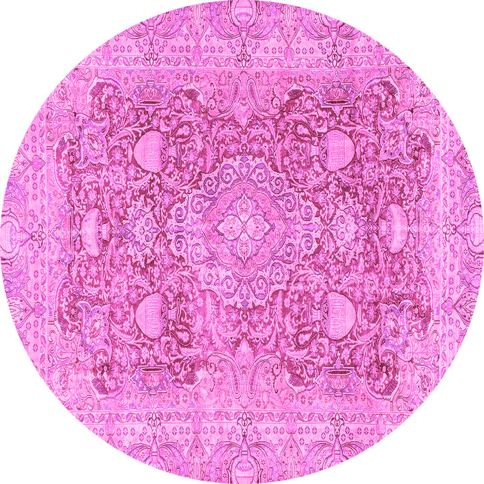 Round Abstract Pink Modern Rug, abs2141pnk